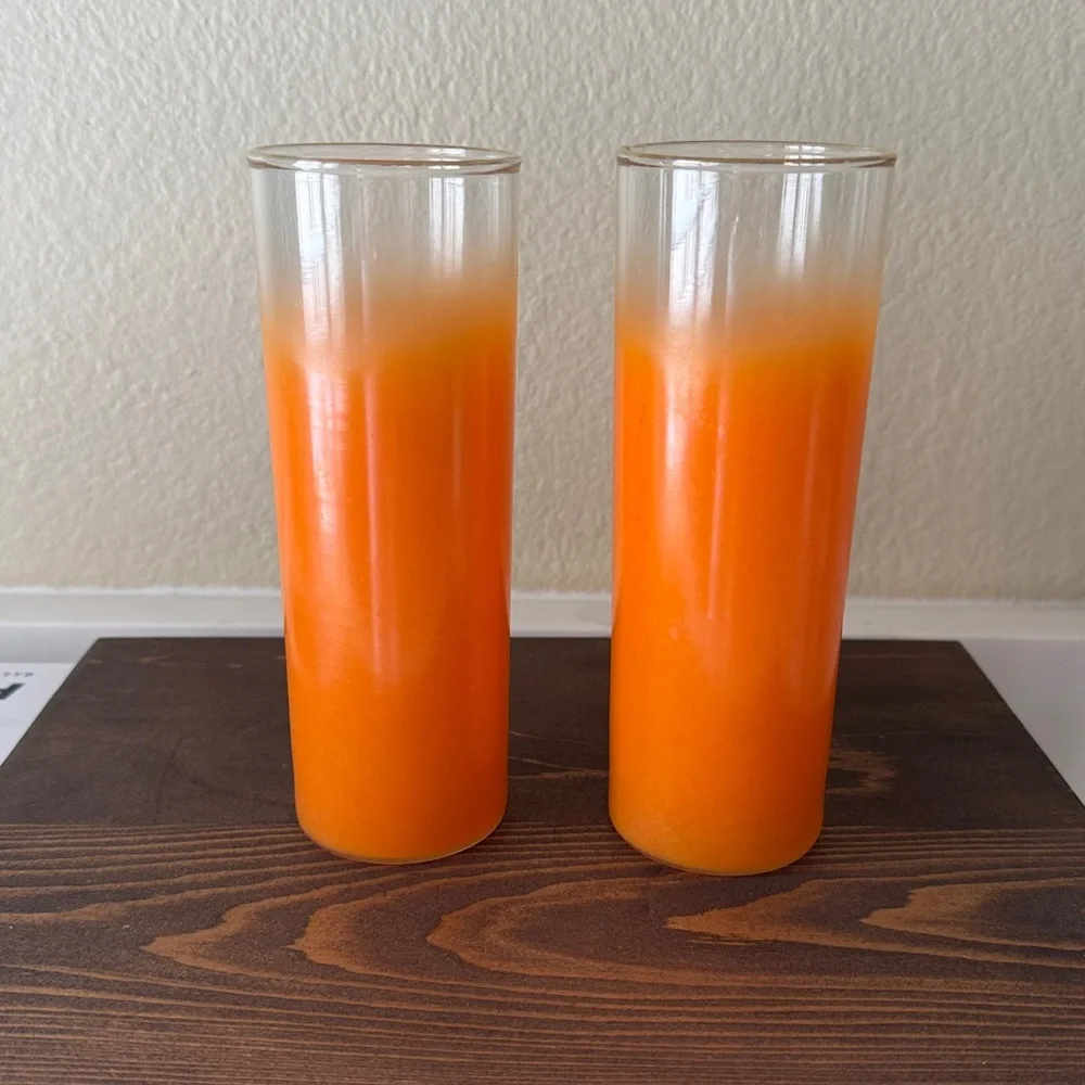 Mid Century Modern Blendo Frosted Orange Tom Collins glasses Set of 2